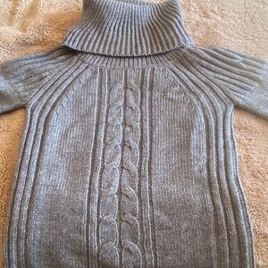 Joe Chunky Grey Sweater with Cowl Neck/Turtleneck and 3/4 Bell Sleeves, Size S